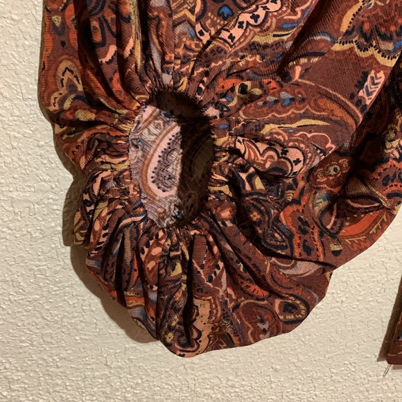 Willow Root Top Blouse S Stretchy Long Sleeve V-Neck Paisley Floral Polyester - Picture 8 of 16
